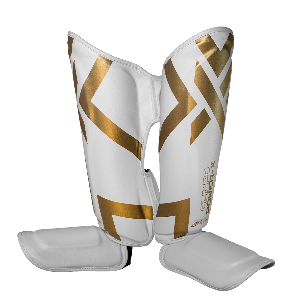 Caneleira Muay Thai Power-X Edition - Branco Com Dourado
