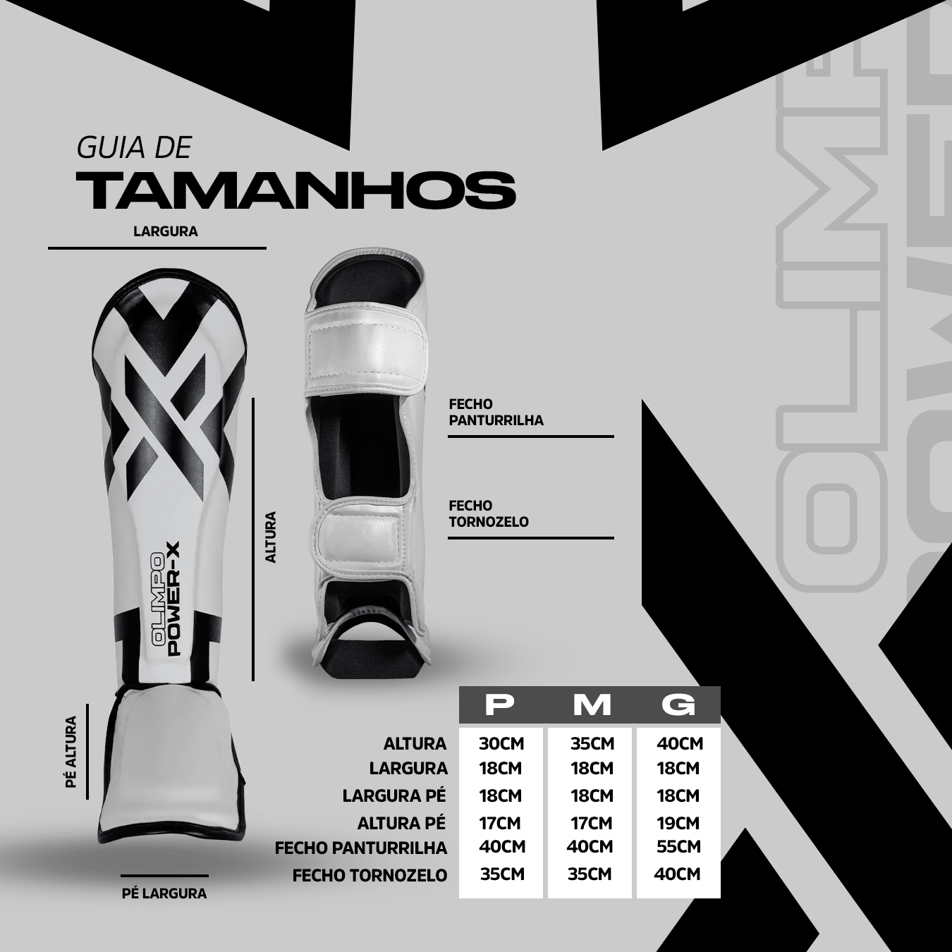 Caneleira Muay Thai Power - X Edition - Branco Com Preto - Olimpo