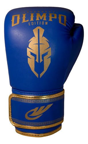 Luva de Muay Thai e Boxe Legendary Edition - Azul Com Dourado - Olimpo