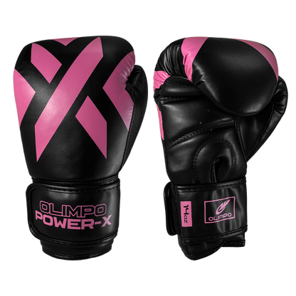 Luva de Boxe e Muay Thai Power-X - Preto e Rosa