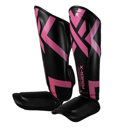 Caneleira de Muay Thai Power-X Edition - Preto Com Rosa