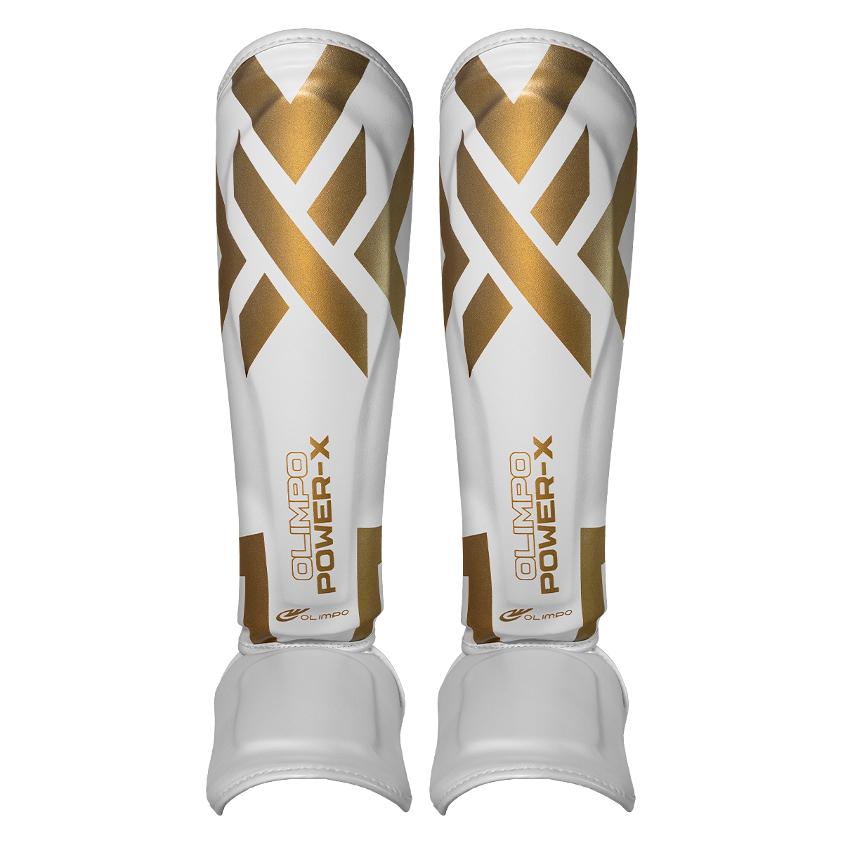 Caneleira Muay Thai Power-X Edition - Branco Com Dourado