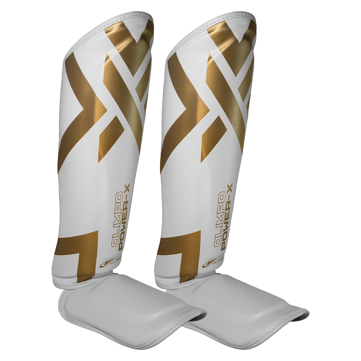 Caneleira Muay Thai Power-X Edition - Branco Com Dourado