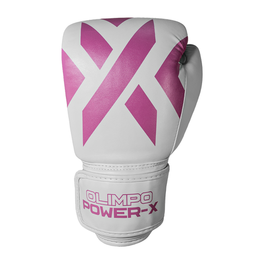 Luva de Boxe e Muay Thai Power-X - Branco e Rosa