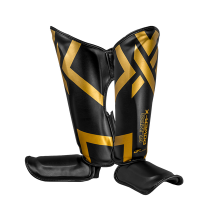 Caneleira de Muay Thai Power-X - Preto e Dourado