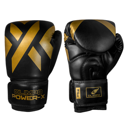 Luva de Boxe e Muay Thai Power-X - Preto e Dourado