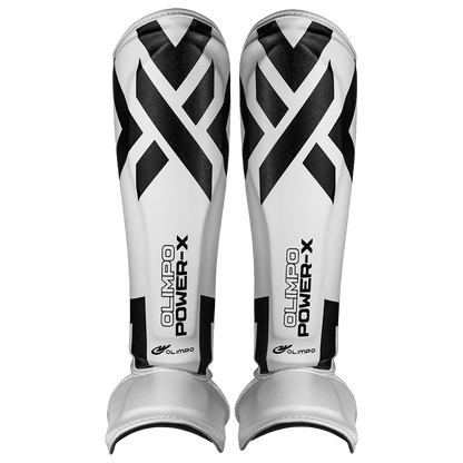 Caneleira Muay Thai Power-X Edition - Branco Com Preto