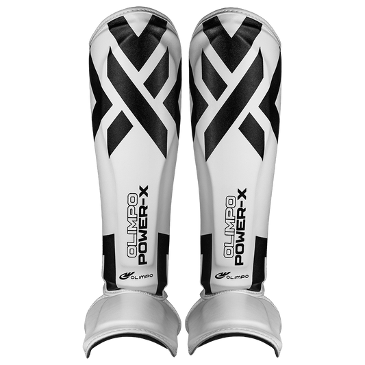 Caneleira Muay Thai Power-X Edition - Branco Com Preto