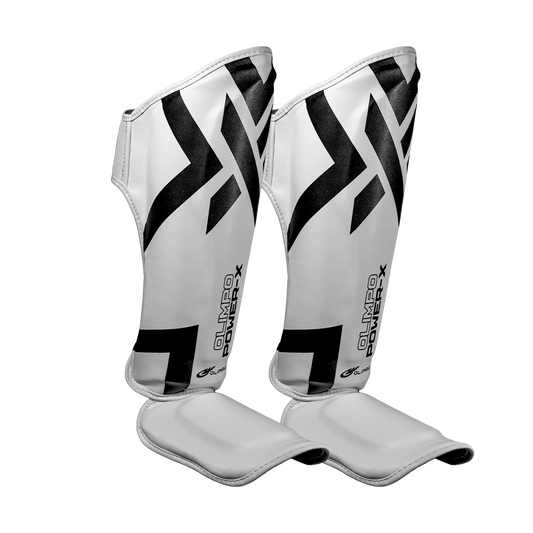 Caneleira Muay Thai Power-X Edition - Branco Com Preto