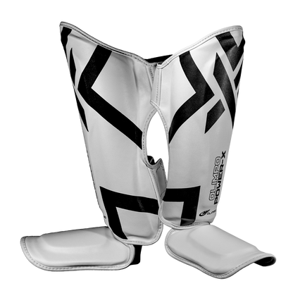 Caneleira Muay Thai Power-X Edition - Branco Com Preto