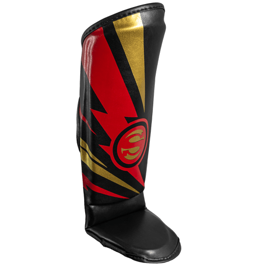 Caneleira de Muay Thai Infantil Super-Hero – Preto com Dourado – Olimpo (foto 2)