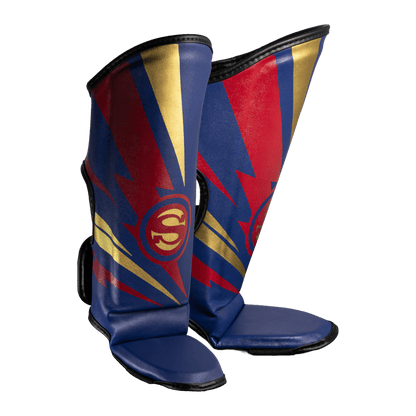 Caneleira de Muay Thai Infantil Super - Hero - Azul - Olimpo