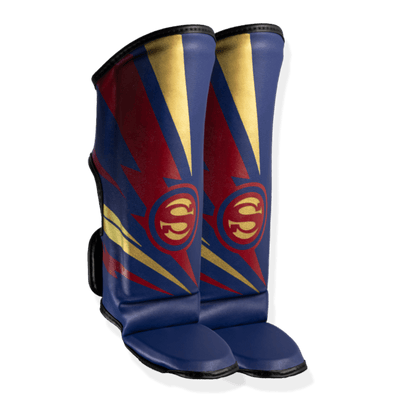 Caneleira de Muay Thai Infantil Super - Hero - Azul - Olimpo