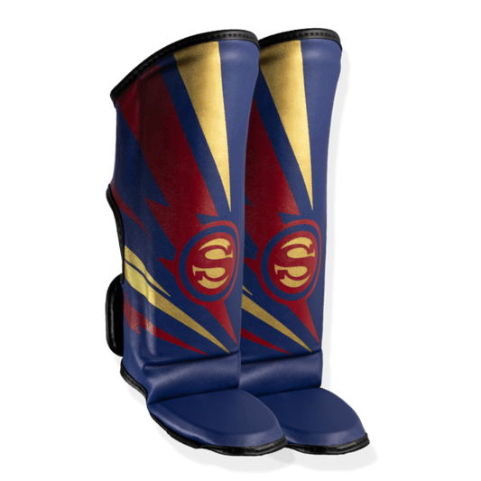 Caneleira de Muay Thai Infantil Super - Hero - Azul - Olimpo