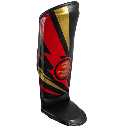 Caneleira de Muay Thai Infantil Super-Hero – Preto com Dourado – Olimpo (foto 2)