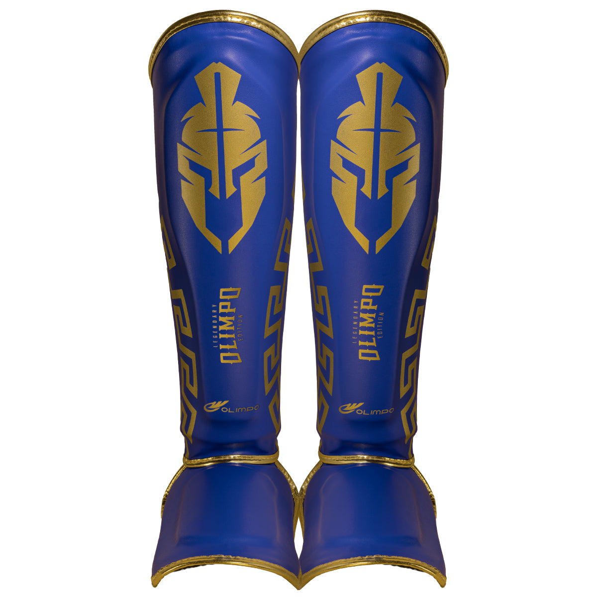 Caneleira de Muay Thai Legendary Edition – Azul com Dourado – Olimpo
