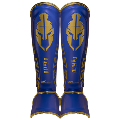 Caneleira de Muay Thai Legendary Edition – Azul com Dourado – Olimpo
