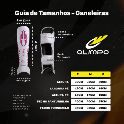 Caneleira de Muay Thai Legendary Edition - Branco Com Rosa - Olimpo
