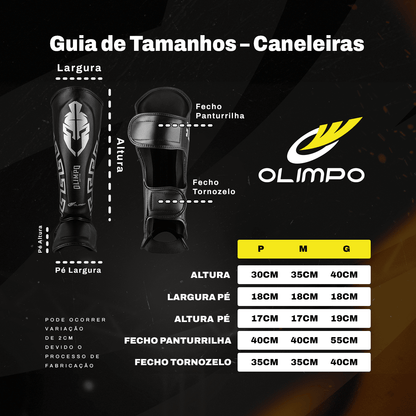 Caneleira de Muay Thai Legendary - Preto e Prata - Olimpo