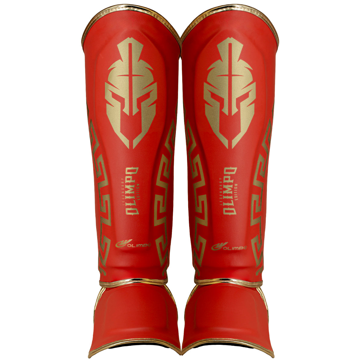 Caneleira de Muay Thai Legendary Edition – Vermelho com Dourado – Olimpo