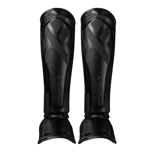 Caneleira de Muay Thai Power-X – Preto com Preto – Olimpo