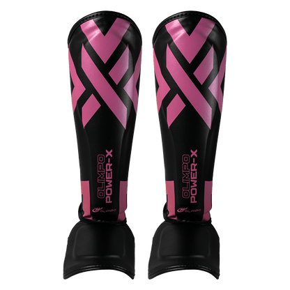 Caneleira de Muay Thai Power-X Edition - Preto Com Rosa - Olimpo