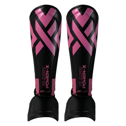 Caneleira de Muay Thai Power-X Edition - Preto Com Rosa - Olimpo