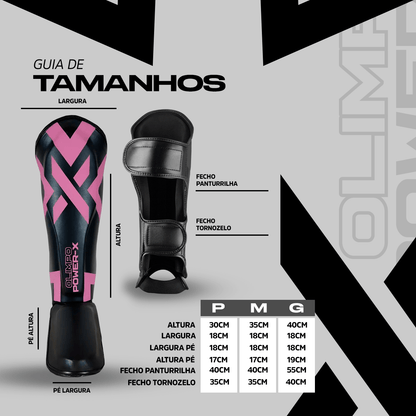 Caneleira de Muay Thai Power - X Edition - Preto Com Rosa - Olimpo