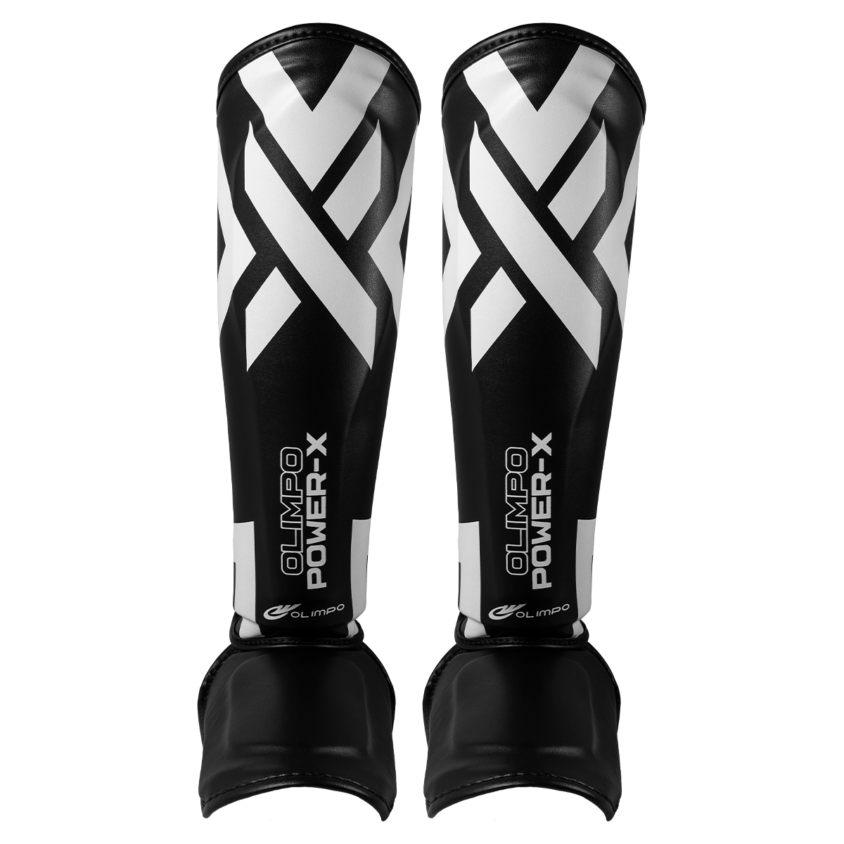 Kit Muay Thai Completo Power-X – Preto com Branco – Olimpo (caneleira, foto 1)