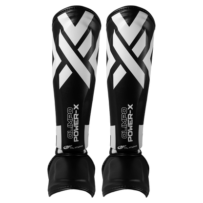 Kit Muay Thai Completo Power-X – Preto com Branco – Olimpo (caneleira, foto 1)