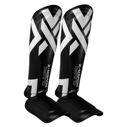 Caneleira de Muay Thai Power-X - Preto e Branco - Olimpo