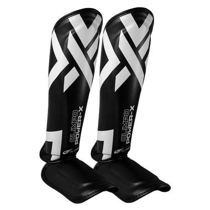 Kit Muay Thai Completo Power-X – Preto com Branco – Olimpo (caneleira, foto 2)