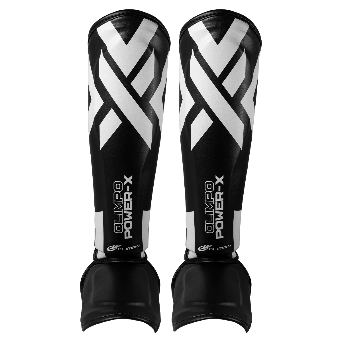 Caneleira de Muay Thai Power-X - Preto e Branco - Olimpo