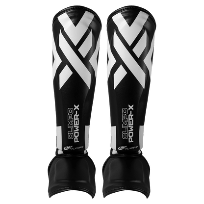Caneleira de Muay Thai Power-X - Preto e Branco - Olimpo