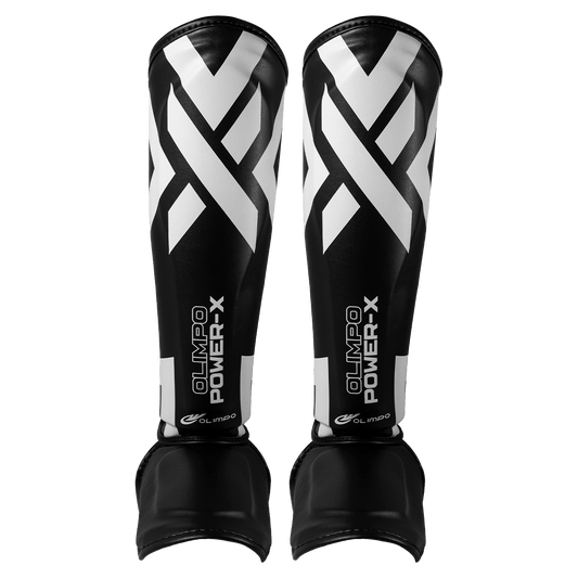 Caneleira de Muay Thai Power-X - Preto e Branco - Olimpo
