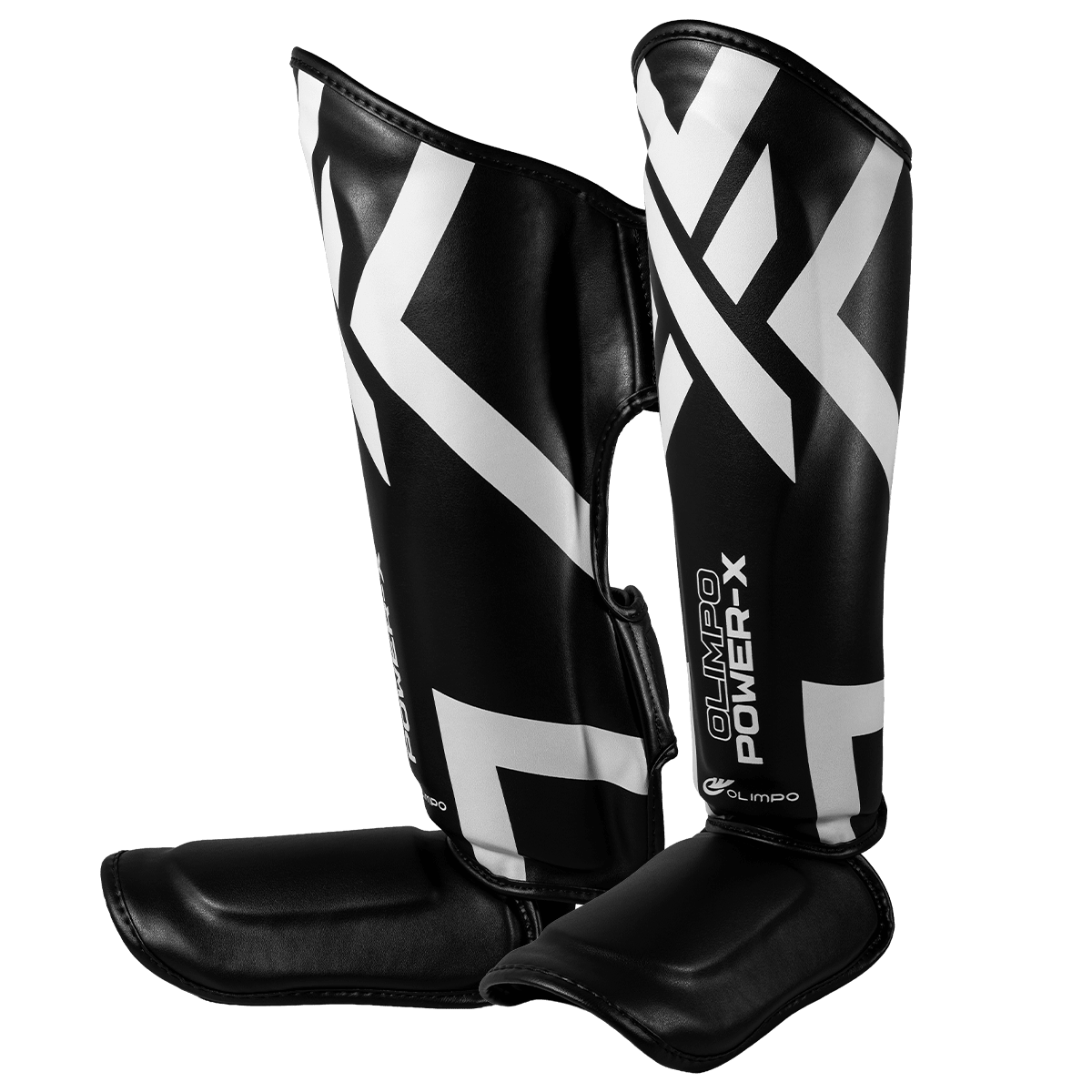 Caneleira de Muay Thai Power-X - Preto e Branco - Olimpo