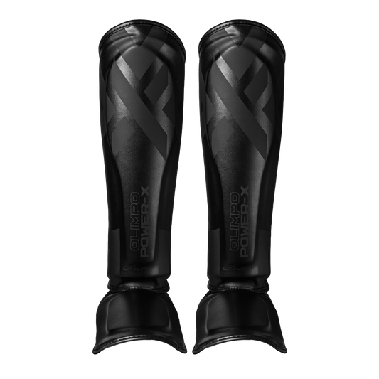 Caneleira de Muay Thai Power-X – Preto com Preto – Olimpo