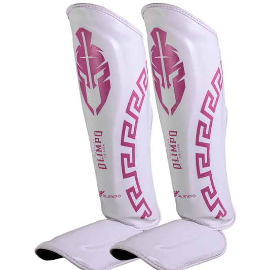 Caneleira de Muay Thai Legendary Edition Branco com Rosa