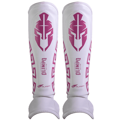 Caneleira de Muay Thai Legendary Edition Branco com Rosa