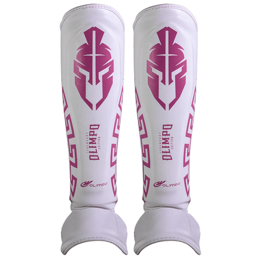 Caneleira de Muay Thai Legendary Edition Branco com Rosa