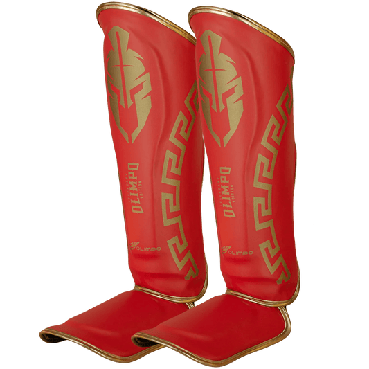 Caneleira de Muay Thai Legendary Vermelho e Dourado
