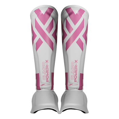 Kit Muay Thai Completo Power-X – Branco com Rosa – Olimpo (caneleira, foto 1)