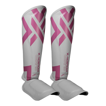 Kit Muay Thai Completo Power-X – Branco com Rosa – Olimpo (caneleira, foto 2)