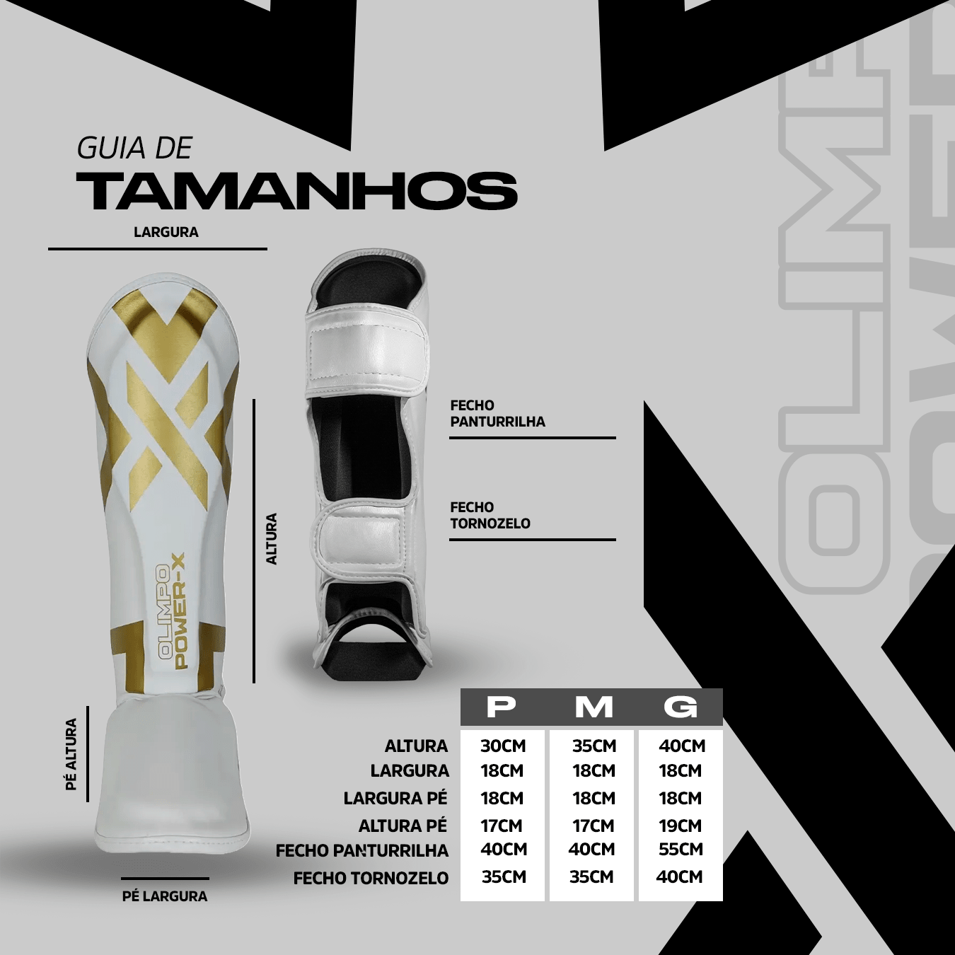 Caneleira Muay Thai Power - X Edition - Branco Com Dourado - Olimpo