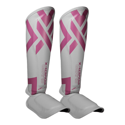 Caneleira Muay Thai Power-X Edition - Branco Com Rosa - Olimpo