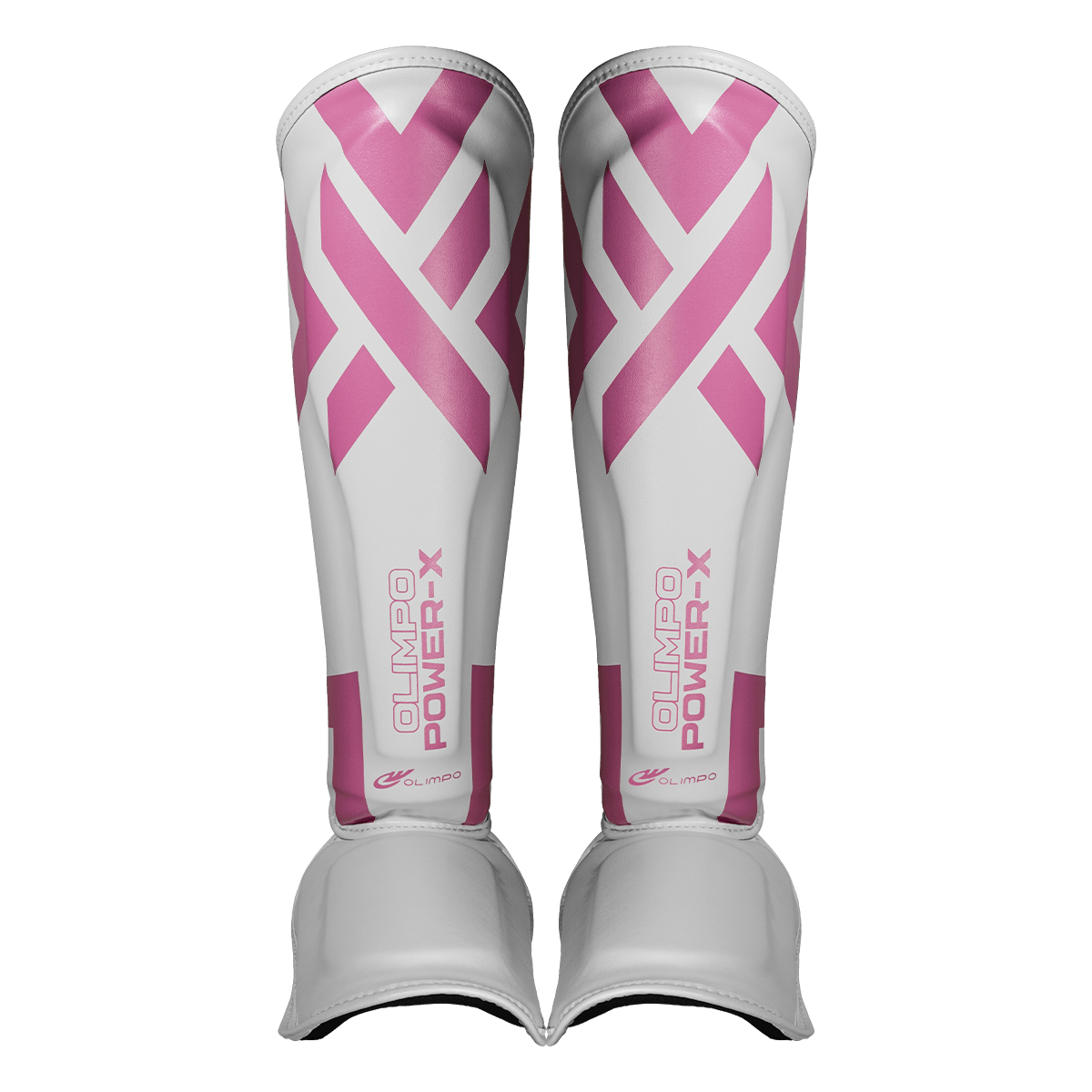 Caneleira Muay Thai Power-X Edition - Branco Com Rosa - Olimpo