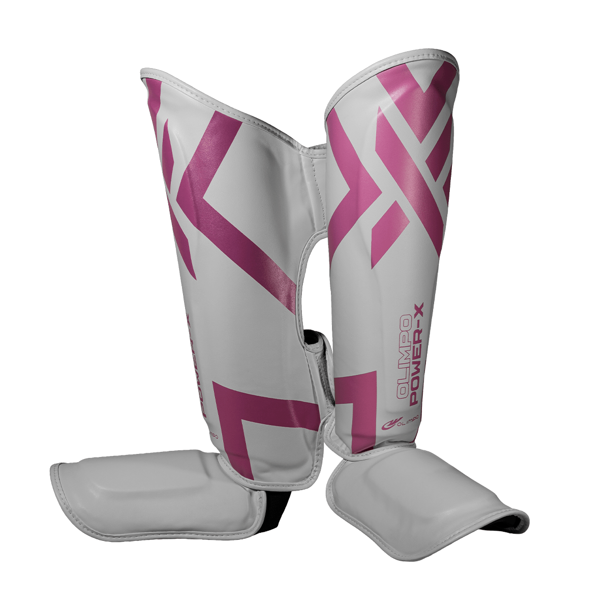 Caneleira Muay Thai Power-X Edition - Branco Com Rosa - Olimpo