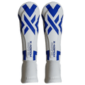 Caneleira Muay Thai Power-X Edition branco com azul vista frente