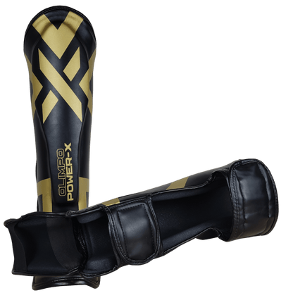 Caneleira de Muay Thai Power-X Preto e Dourado