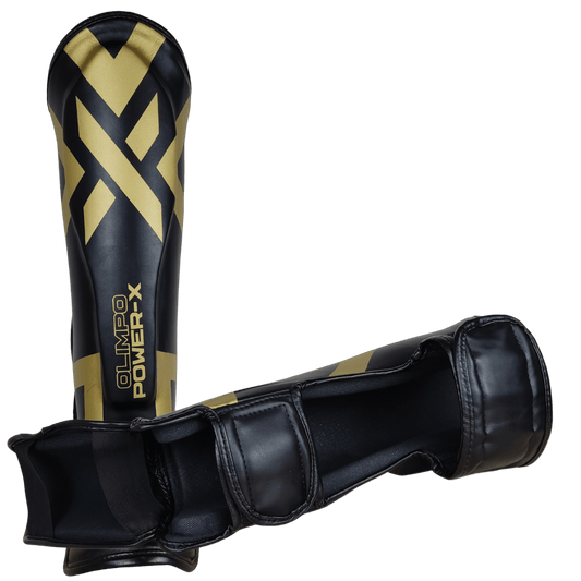 Caneleira de Muay Thai Power-X Preto e Dourado